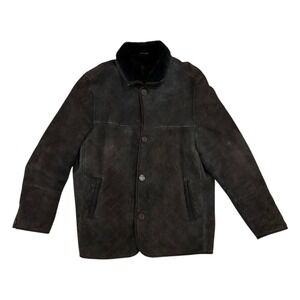 Di Bello Shearling Sheepskin Coat Jacket Brown Made In Italy Size 58 Size 48 US